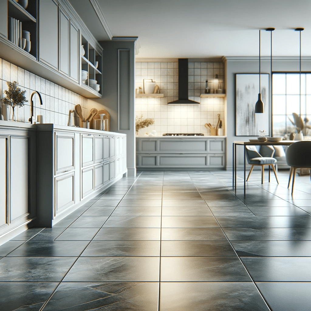 Cocina moderna y elegante con suelo de baldosas cerámicas, destacando la belleza y practicidad de las baldosas cerámicas | Ambience Floors