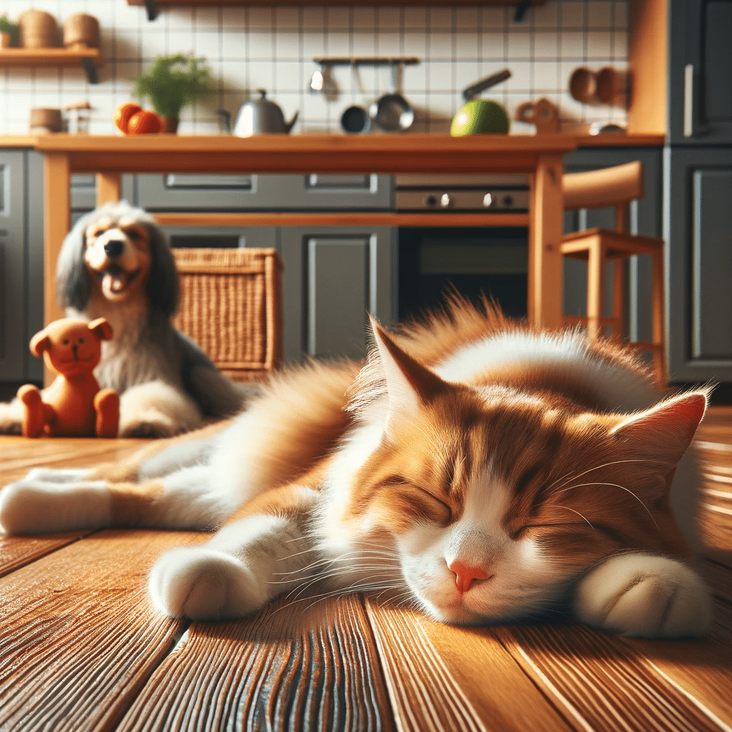 Gato Descansando en Piso de Madera | Ambience Floors