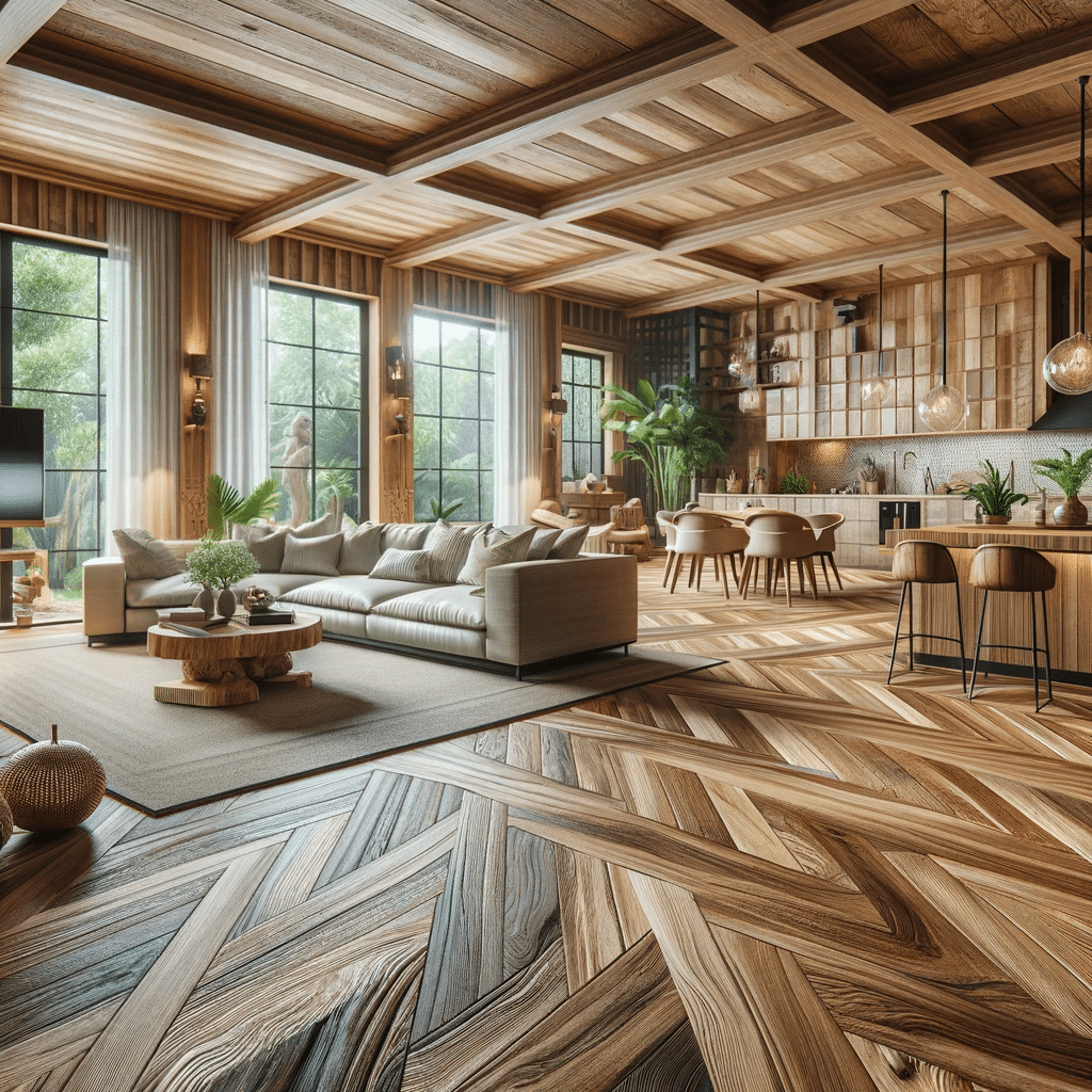 El lobby de un hotel lujoso con un piso de nogal sofisticado, ilustrando su color rico y acabado elegante | Ambience Floors