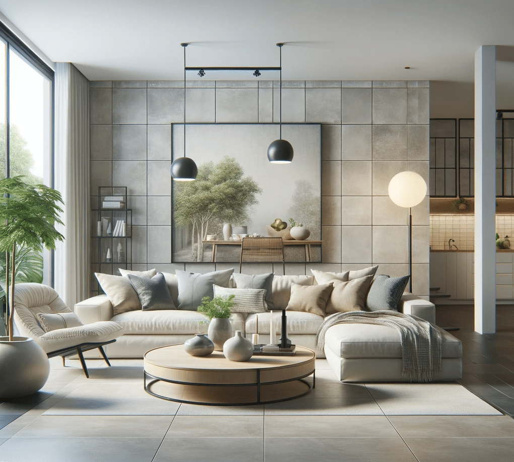 Salón espacioso con porcelanato importado versátil | Ambience Floors