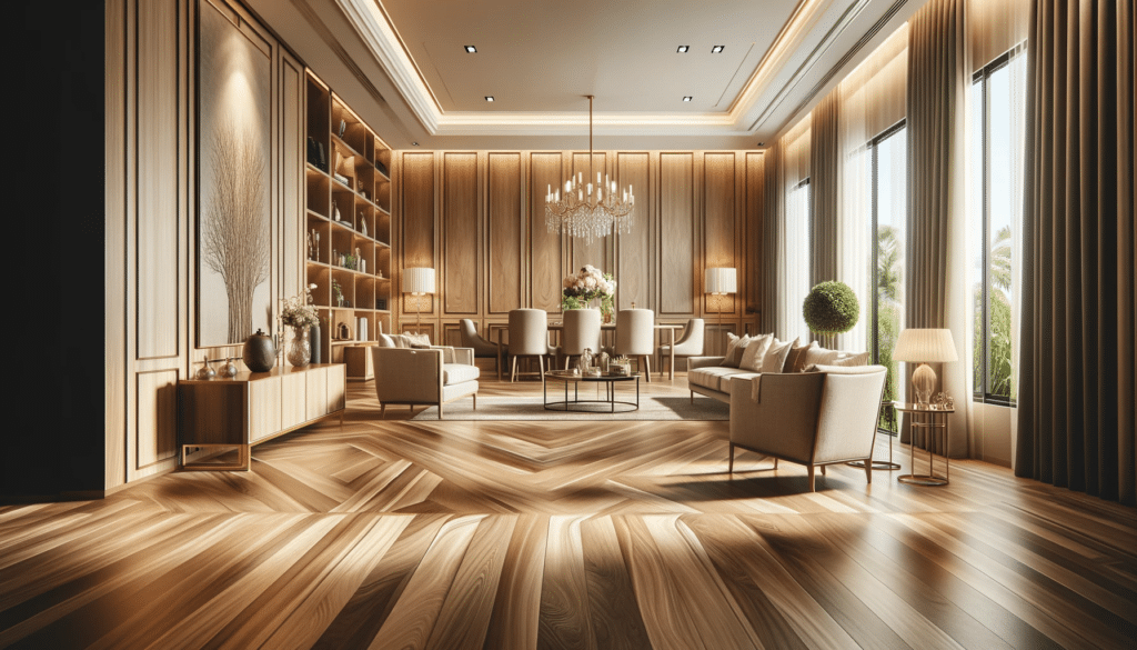 Elegante sala con piso de madera de ingeniería | Ambience Floors