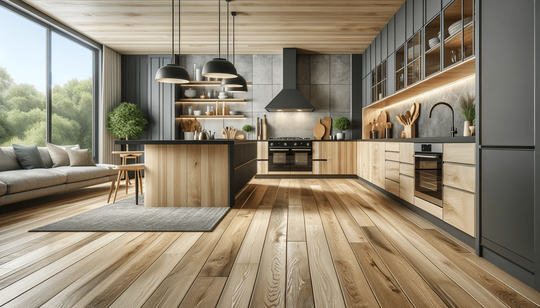 Cocina moderna con piso de ingeniería, elegante y funcional | Ambience Floors