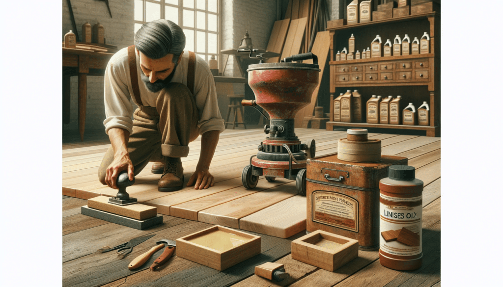 Artesano restaurando suelo de madera antiguo con herramientas tradicionales y modernas. Piso acabado pisos de madera parquet proceso habitación clavos lija capa lijadora artículo forma piso de madera arañazos pintura artículos brillo producto superficie| Ambience Floors