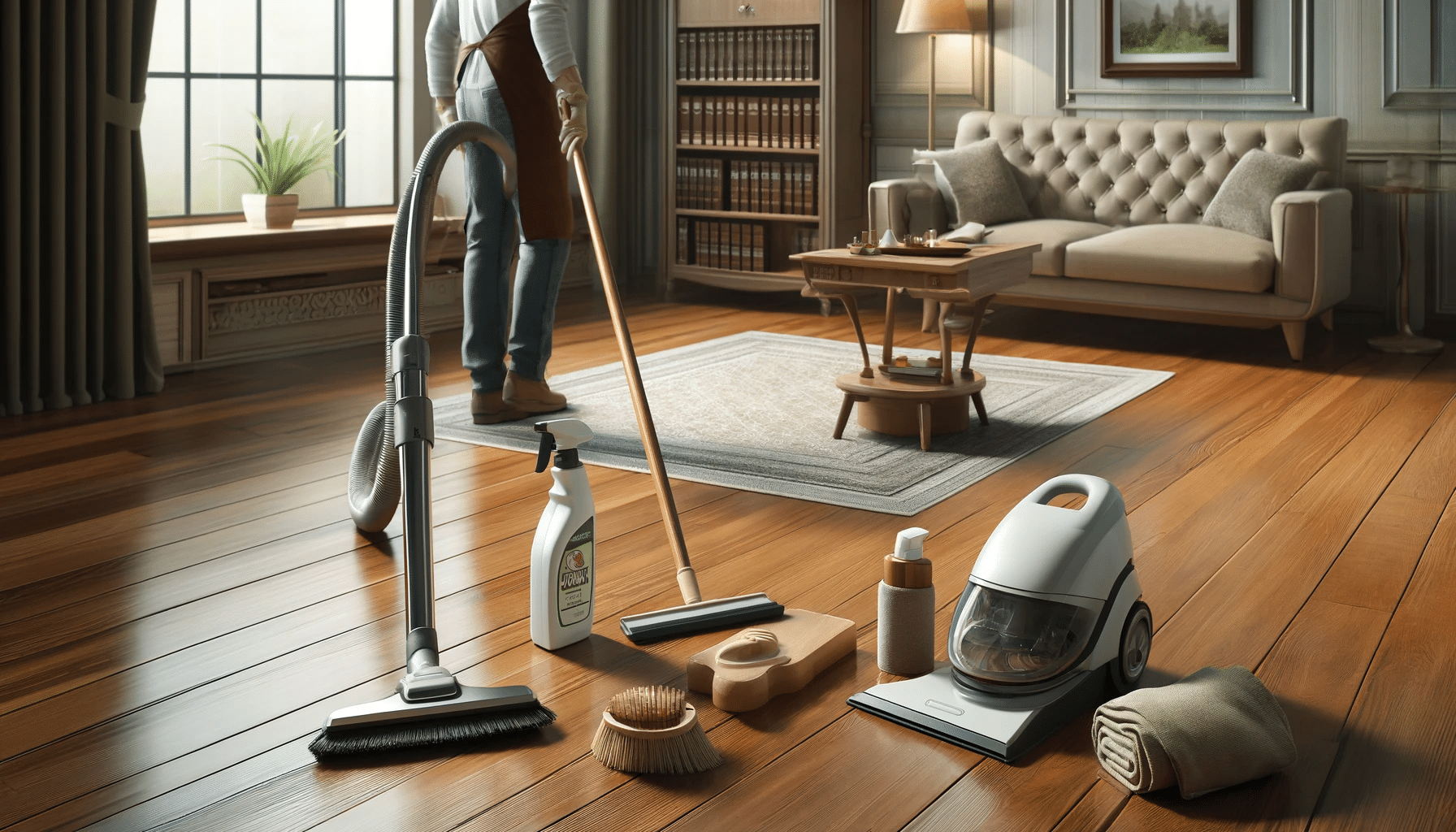 Mantenimiento de suelos de madera restaurados con escoba suave, aspiradora y productos específicos. | Ambience Floors