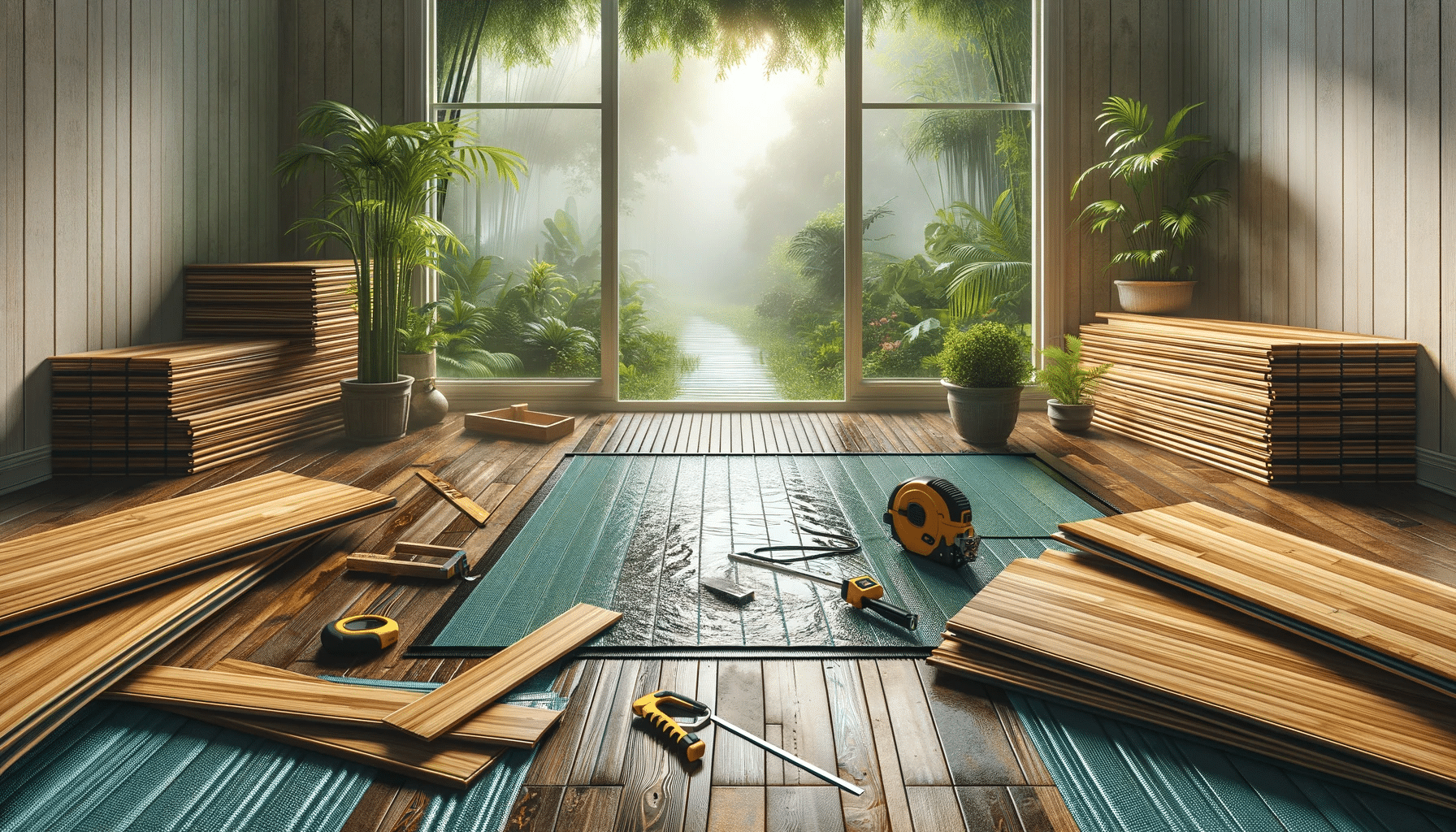 Instalación de piso de madera en ambiente húmedo con barrera de humedad y herramientas. Dos cocinas y baños con situación de olor | Ambience Floors