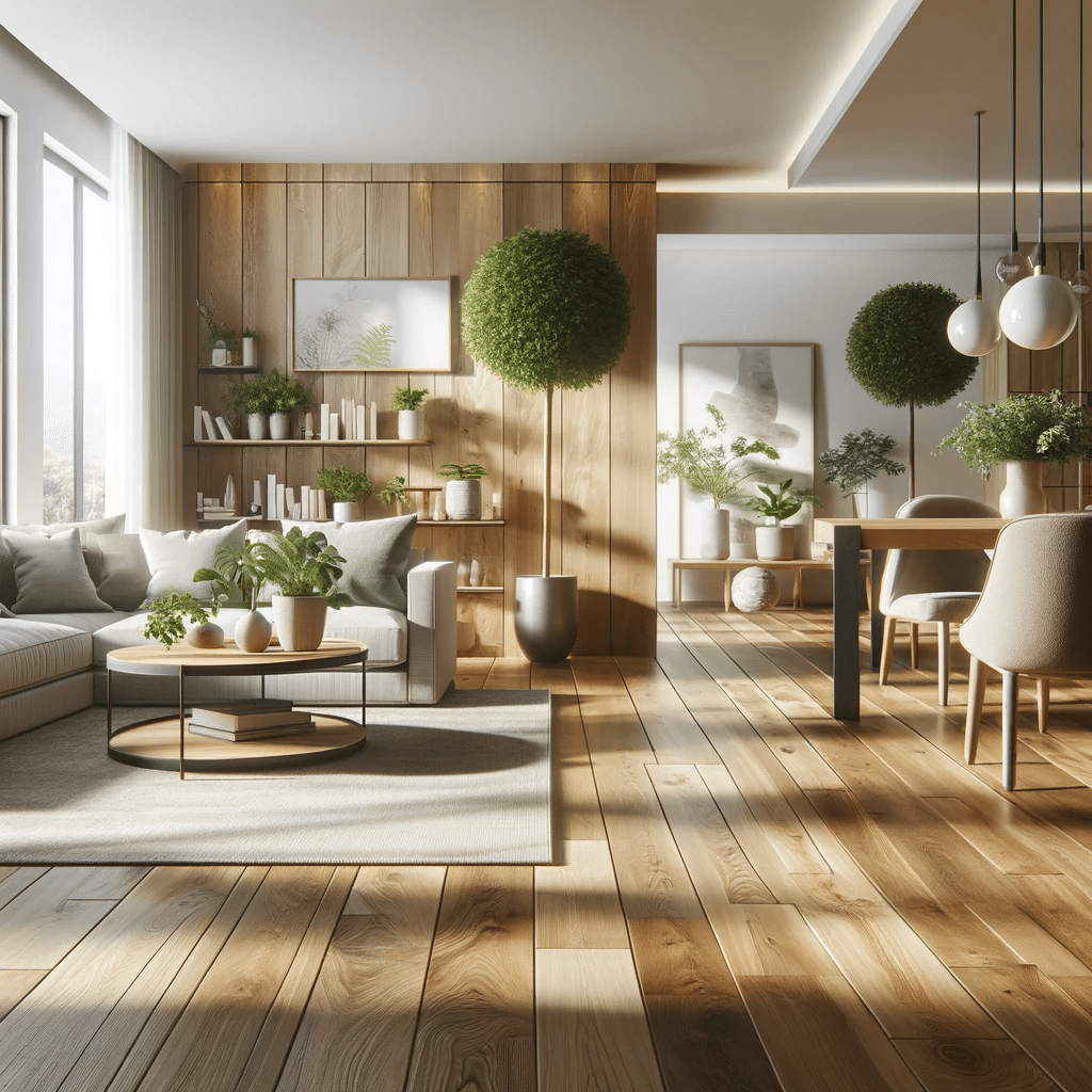 Interior de hogar moderno con piso de madera y decoración contemporánea | Ambience Floors