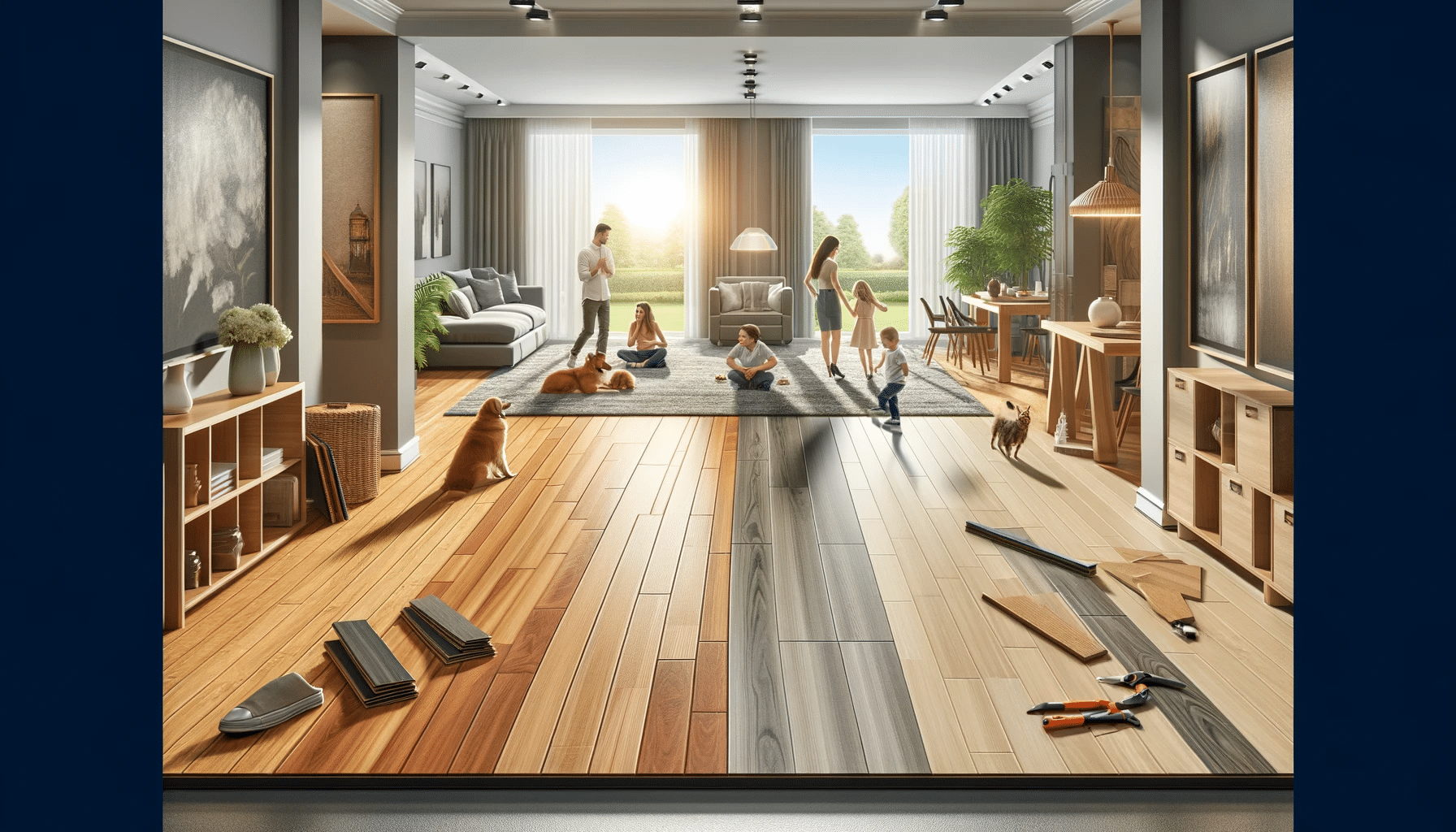 Comparación de piso de ingeniería y laminados en interior moderno | Ambience Floors.