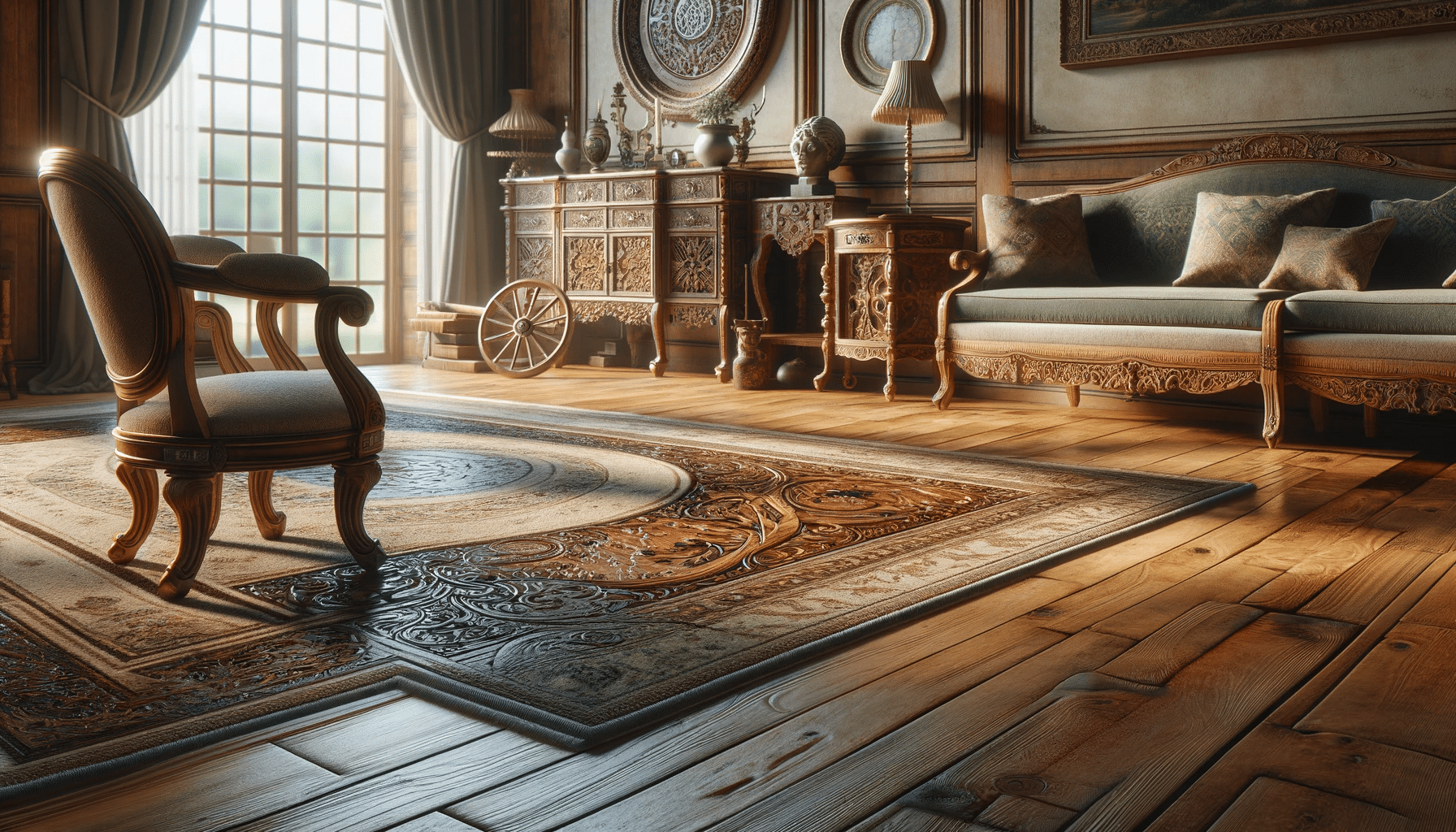 Belleza de suelos de maderas antiguos preservados en casa histórica con muebles de época. Cómo restaurar pisos de madera antiguos| Ambience Floors