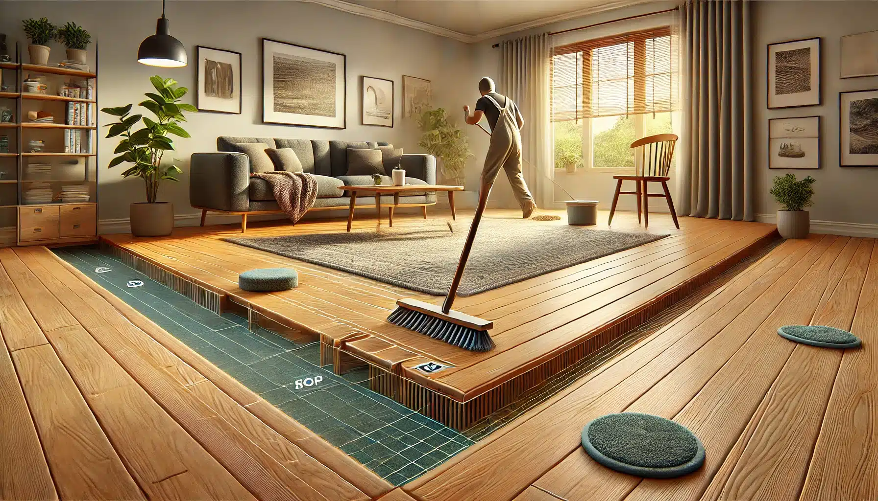 Cuidado de pisos de maderas con escoba, trapeador, alfombras y protección solar | Ambience Floors.