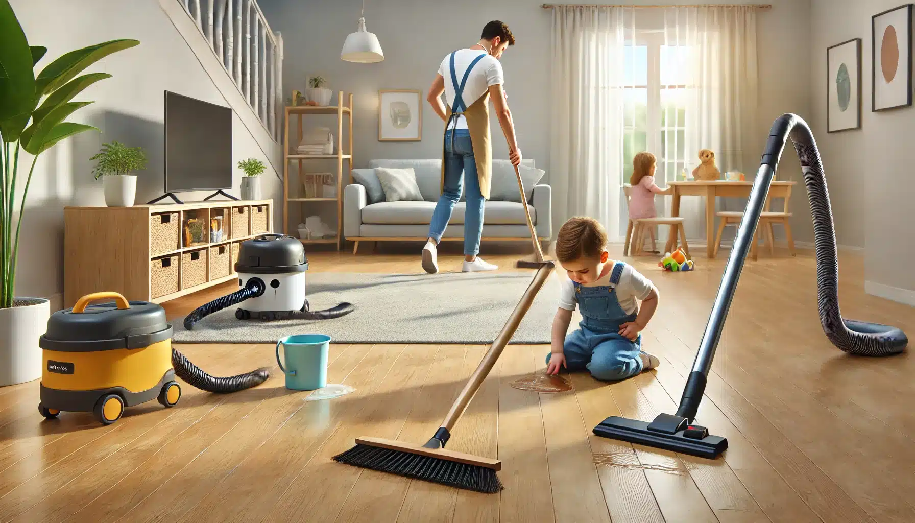 Mantenimiento de pisos de maderas en habitación infantil, barrido y limpieza de derrames. Habitación dormitorio niño casa dormitorio infantil tarea método área cama zara home montessori lugar acabado orden zona hijos proyecto pared cuidado  | Ambience Floors.