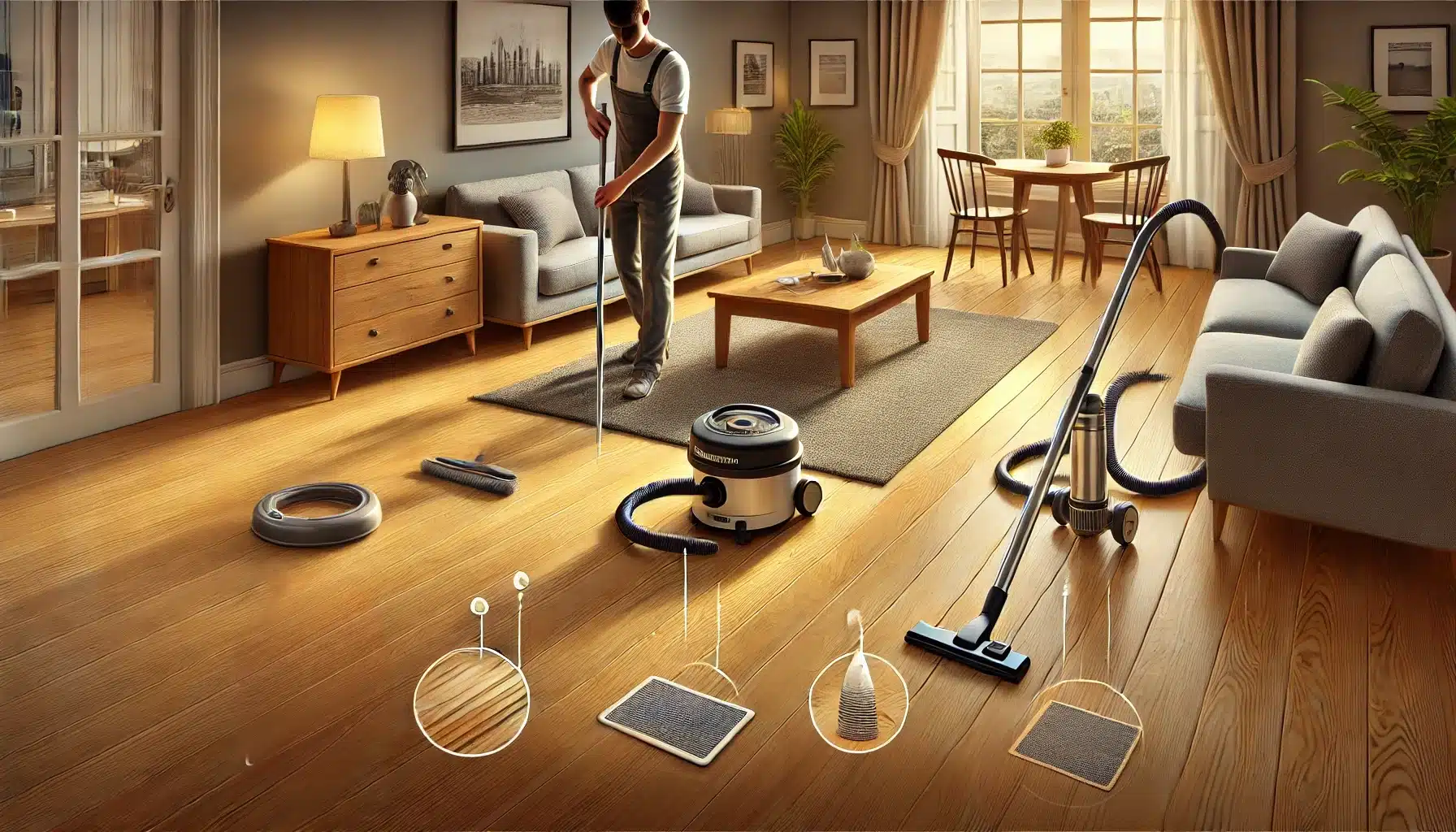 Limpieza y mantenimiento de pisos de maderas con escoba, aspiradora y paño húmedo. | Ambience Floors