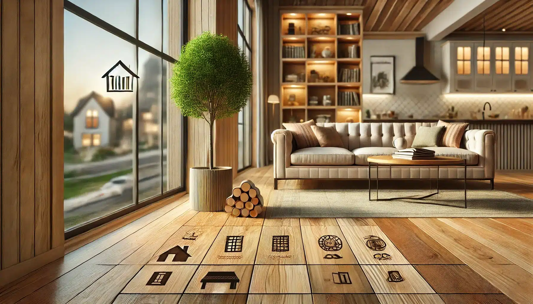 Sala elegante con suelos de maderas, decoración moderna y ambiente acogedor | Ambience Floors.