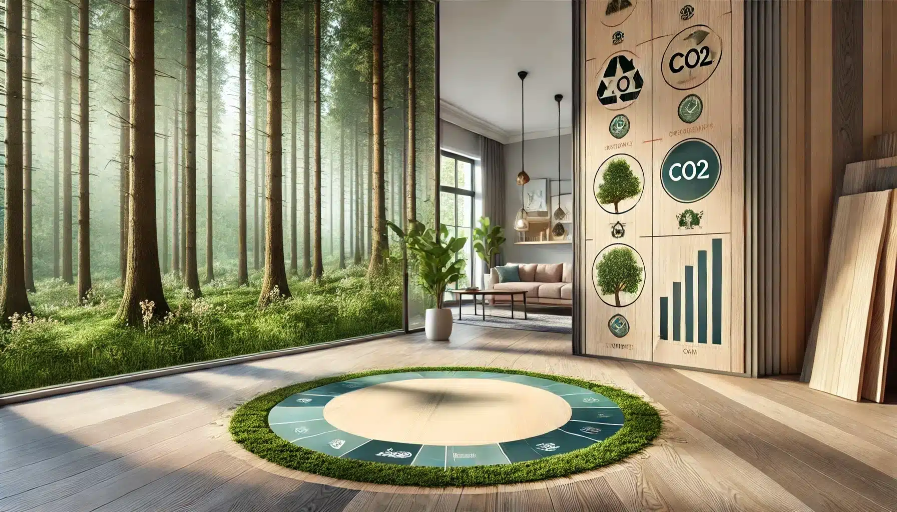 Beneficios de los suelos de maderas sostenibles, destacando bosques gestionados y su durabilidad. Impacto ambiental de elegir pisos de madera para nuevas viviendas| Ambience Floors