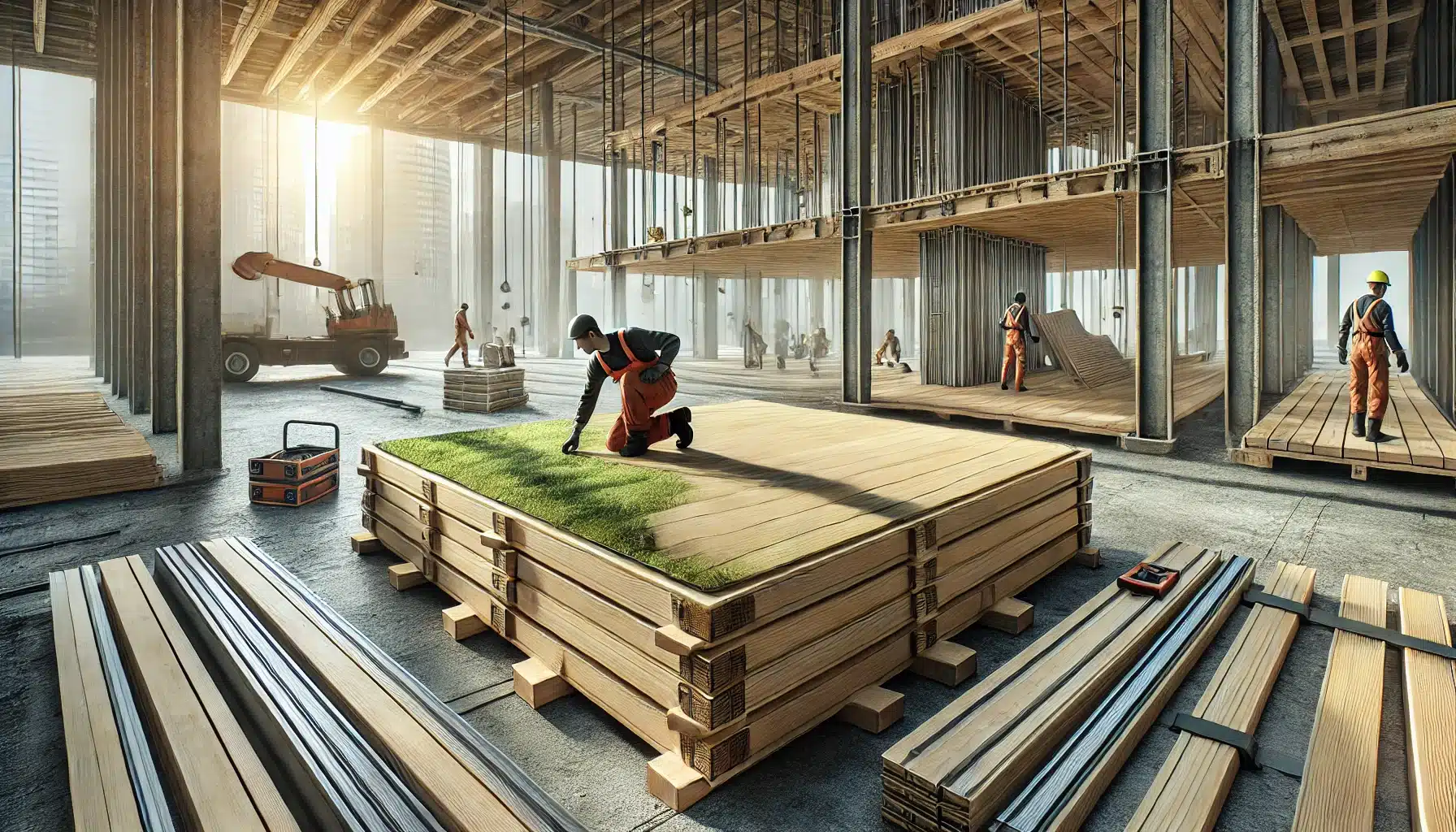 Tarimas ecológicas en sitio de construcción | Ambience Floors