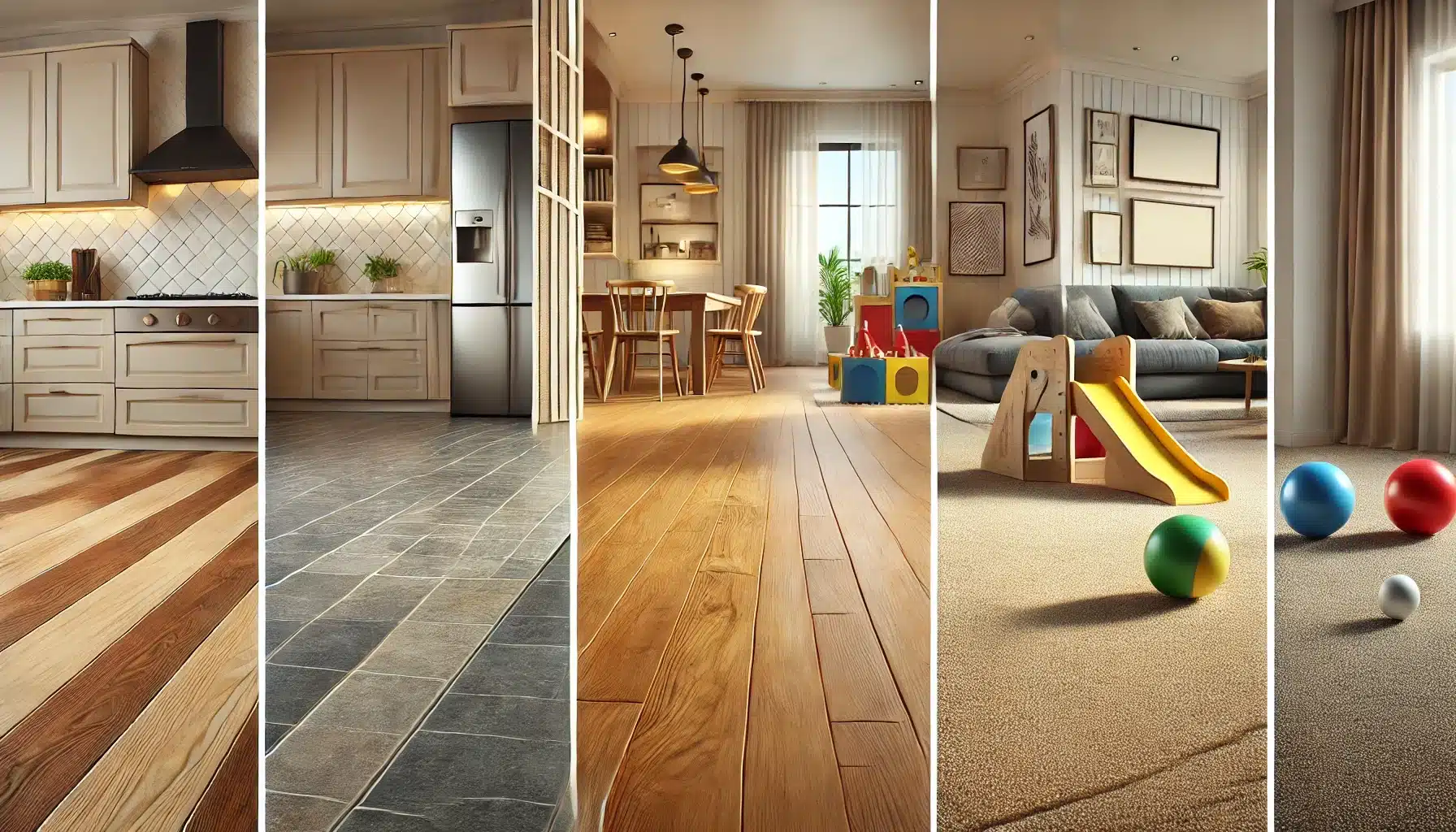 Variedad de pisos en sala moderna, madera y cerámica | Ambience Floors