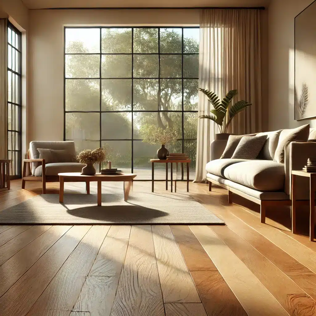 Sala acogedora con elegante piso de madera pulida | Ambience Floors