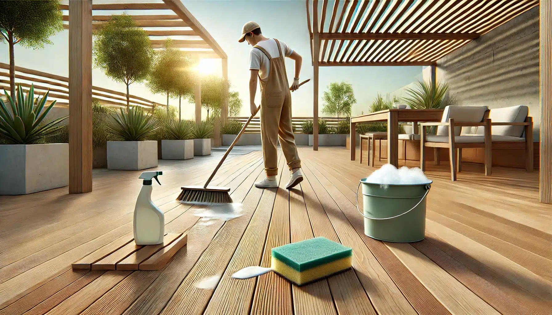 Persona limpiando tarima de madera ecológica | Ambience Floors