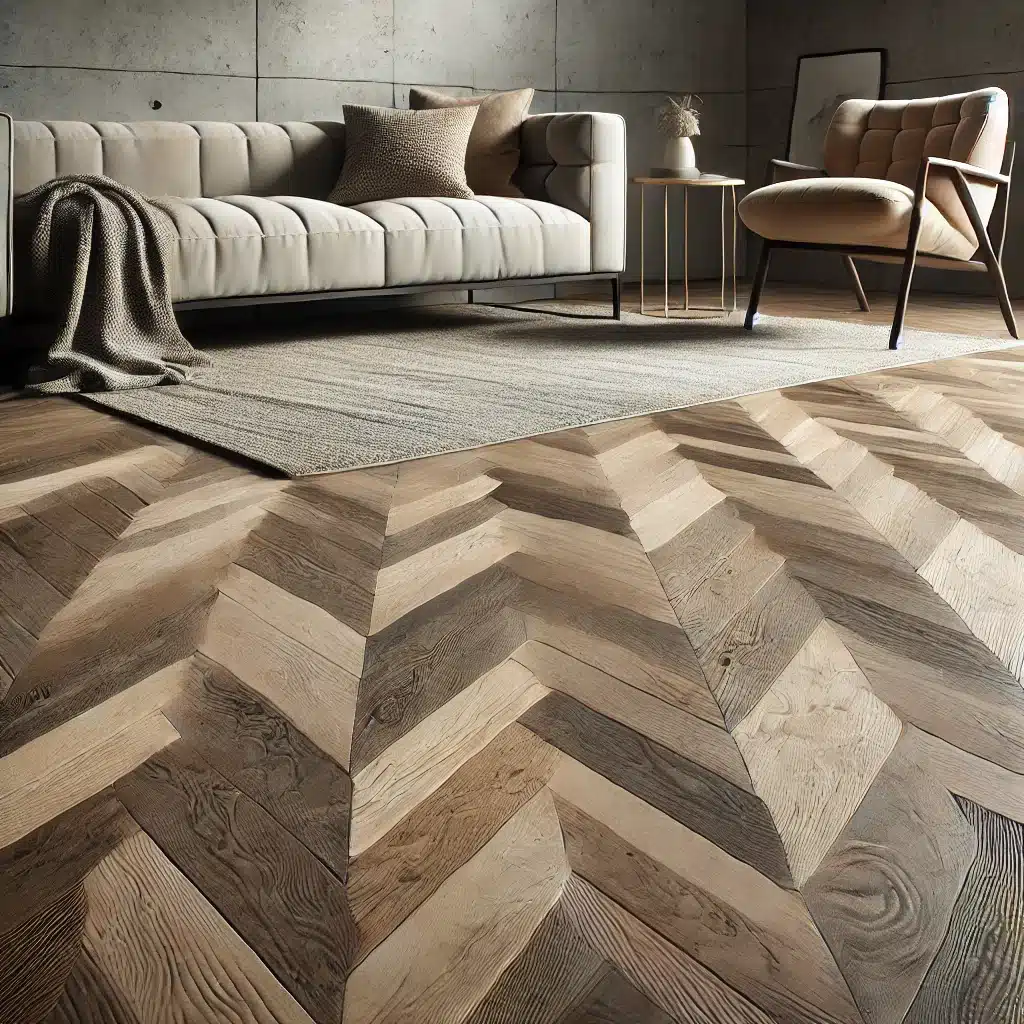 Piso de madera en espiga con acabado mate oscuro | Ambience Floors